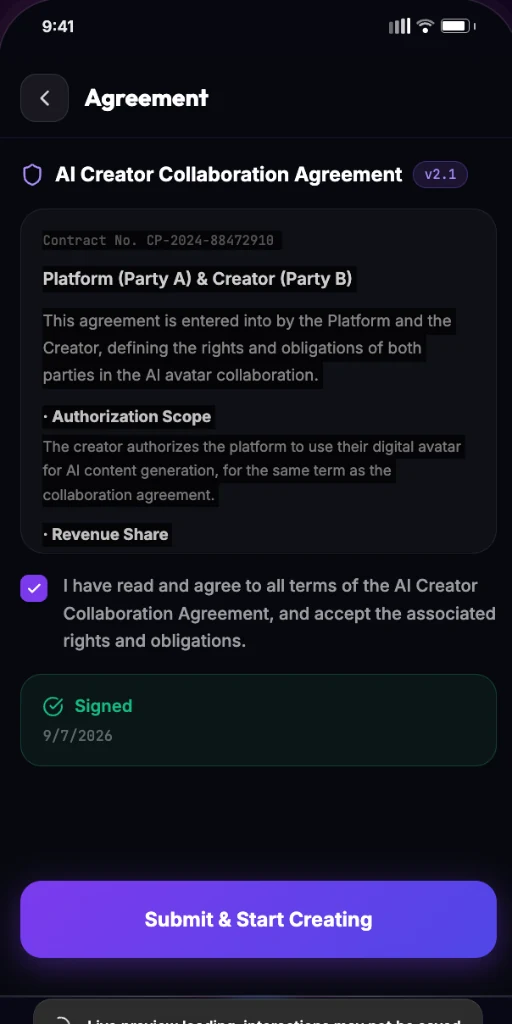 In-App AI Creator Collaboration Agreement